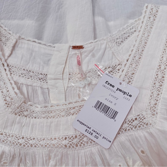 Free People Faraway Fields Embroidered Boho Raglan-Sleeve Top In Ivory NWT - Picture 15 of 16